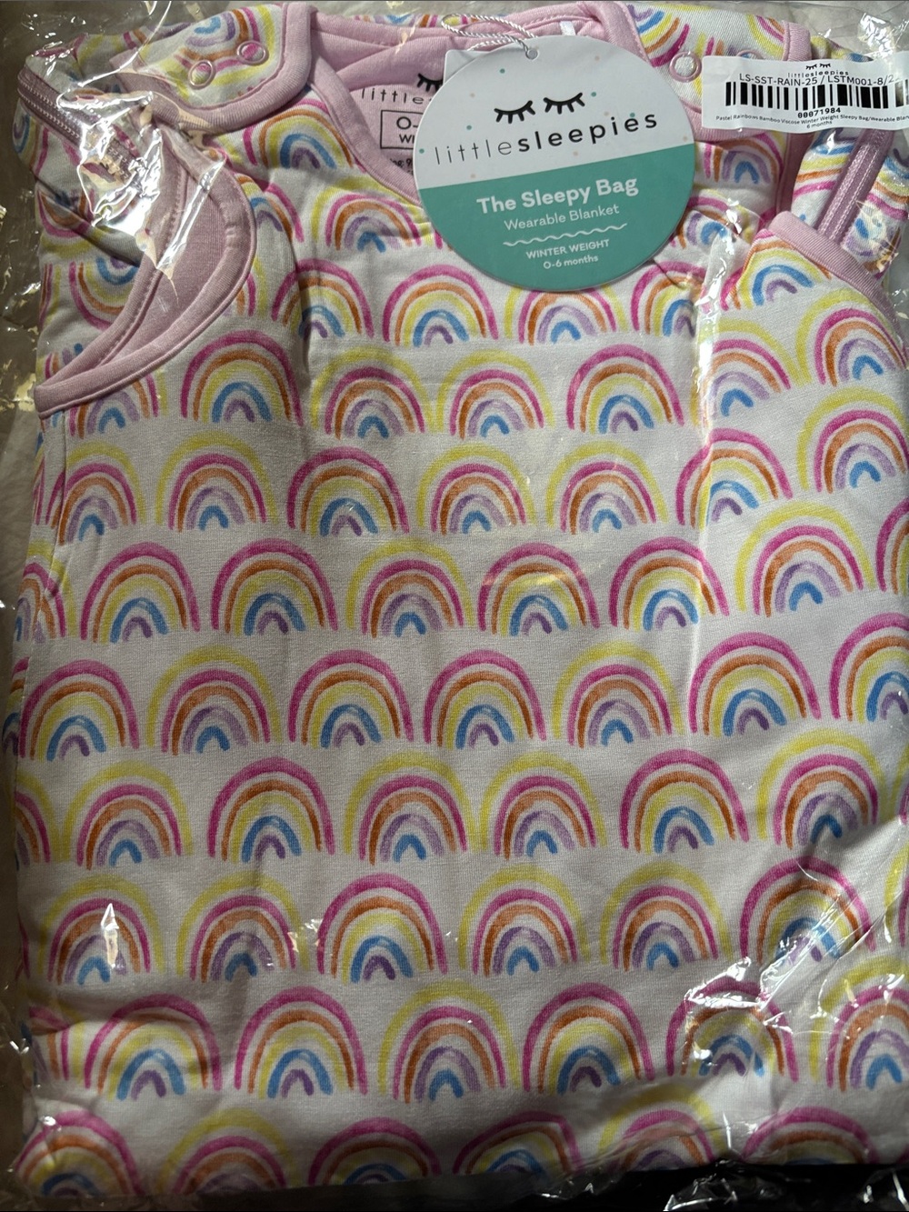 Little Sleepies Pink Rainbow Wearable Sleep Bag